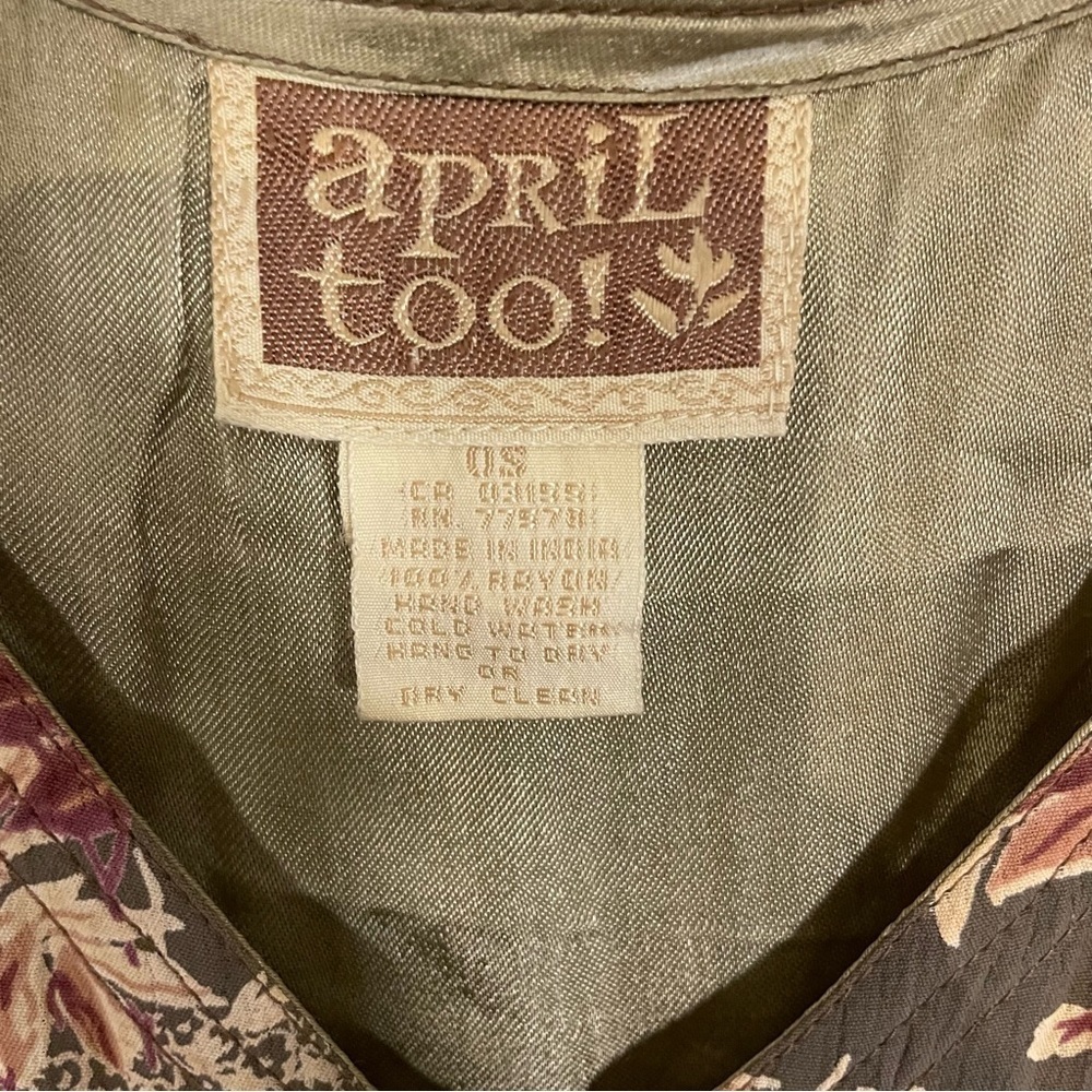 Vintage April Cornell Brown Floral Maxi Dress ONE SIZE Dark Goth Cottagecore - Picture 3 of 6